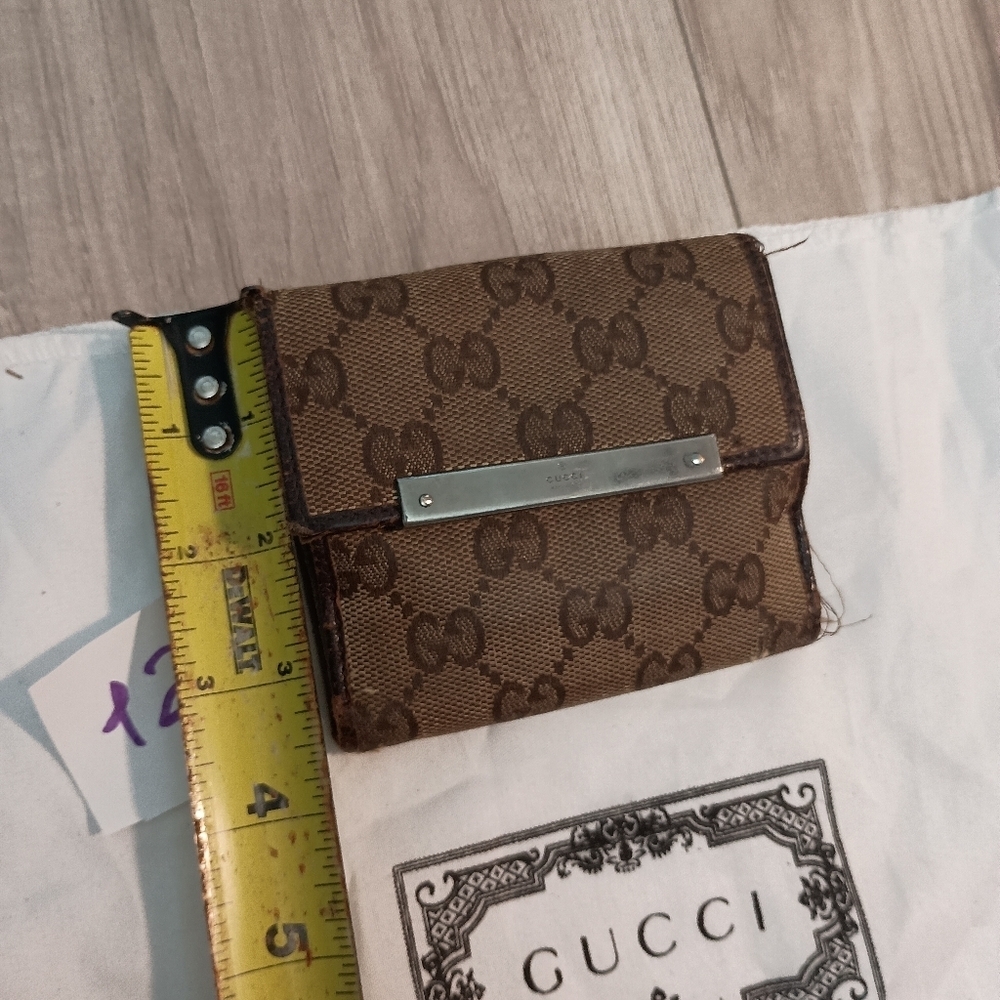 GUCCI GG Beige Canvas With Brn Leather Coin Purse Clutch/Wallet - Picture 15 of 15